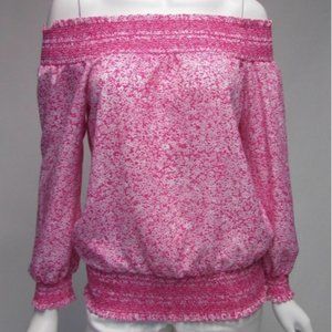 Michael Kors off shoulder pink white blouse